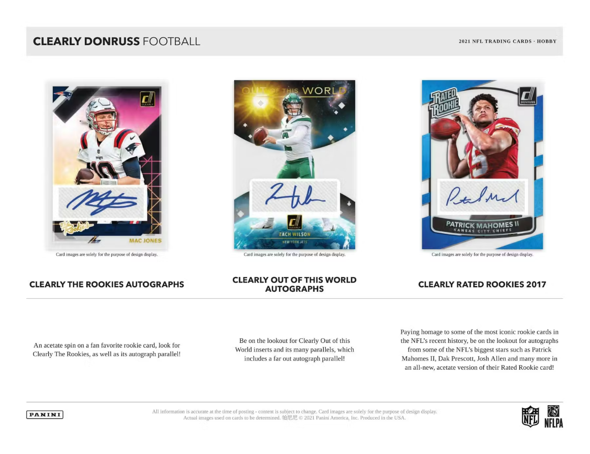 BREAK #406 - Random Team - 2021 Panini Clearly Donruss Football Hobby