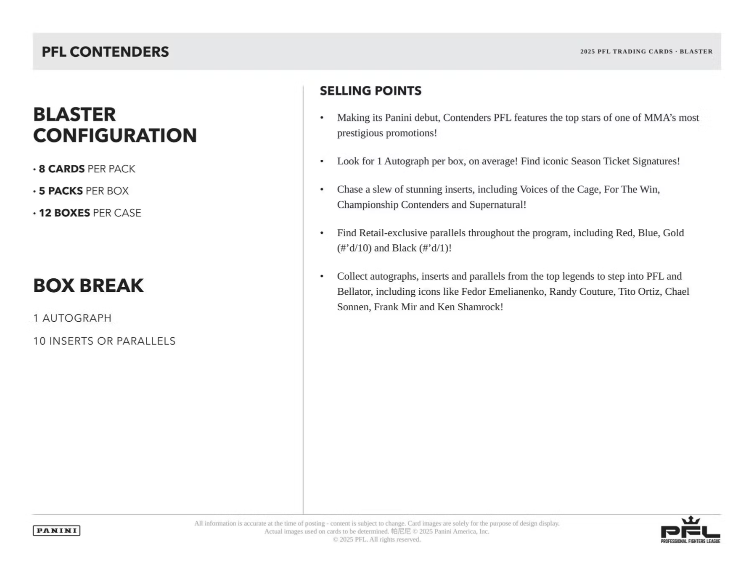 2025 Panini Contenders PFL Blaster Boks